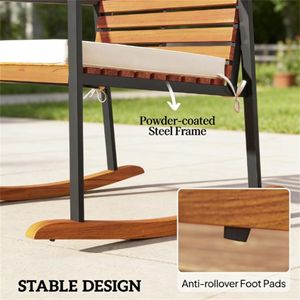 Set di Due Sedie a Dondolo da Esterno Bianco Crema per Giardino e Terrazza (Solo Due Sedie) - Product Image 4