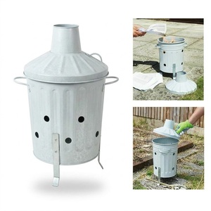 Incinerador de jardín de acero galvanizado de alta calidad para la combustión de residuos al aire libre, hojas, papel y ramas, con tapa y orificios. - Product Image 3