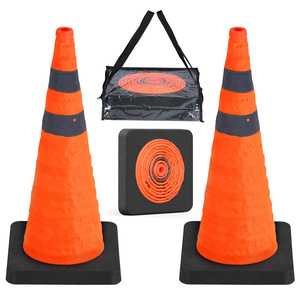CITICITY 28 Inch Traffic Safety Cones with Black Weighted Base, Construction Orange Pop-up Cones for Road Safety - Product Image 1