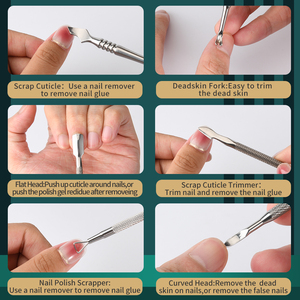 Stainless Steel Double Ended <b>Cuticle</b> Pusher Manicure Pedicure Nail <b>Tool</b> with Texture Grip Rainbow Finish - Product Image 6