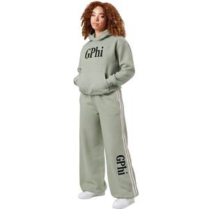 Conjunto de Sudadera con Capucha y Pantalones Rosa GPhi para Mujer, Talla Grande, Chándal Informal de Forro Polar con Estampado de Letras y Franja Lateral, Ropa de Otoño - Product Image 3