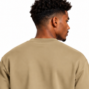 Sudadera Beige Caqui para Hombre, Cuello Redondo, Manga Larga, Estilo Casual, Forro Polar, con Logotipo Personalizado, Ropa Deportiva de Invierno, Venta al Por Mayor - Product Image 4