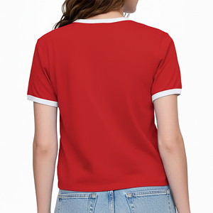 Wholesale 100% Cotton Women's T-Shirt Custom DTF Printed Logo Appliques Summer Heavyweight Solid Color Casual Streetwear - Product Image 2