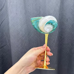 Verre à vin artisanal à double paroi en forme de coquillage, vaisselle à thème côtier pour cocktails, boutiques de cadeaux, vente en gros, exportation - Product Image 6