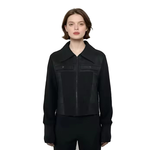 Chaqueta de cuero para mujer, de cuero genuino, estilo biker, ajustada, para damas y chicas, diseño personalizado OEM, venta al por mayor. - Product Image 1