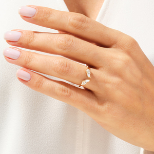 Lab Grown IGI Certified Diamond Engagement <b>Ring</b> <b>Open</b> Leaf Cluster Wedding Band 10K Gold Marquise Cut Women's Anniversary Bridal - Product Image 5