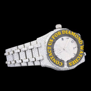Reloj de Pulsera Exclusivo para Hombre, con Diamantes Moissanite, Esfera Redonda de Oro Blanco, Números Arábigos, Estilo Hip Hop, Personalizado - Product Image 2
