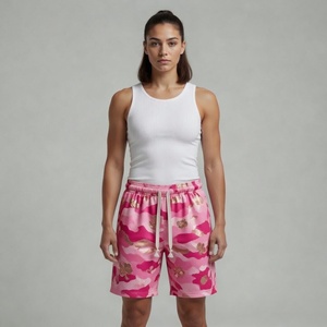 Sublimation Custom Polyester Fabric Gym Sports Shorts Double <b>Layer</b> Drawstring <b>Mid</b> Animal Texture Pattern Lightweight Mesh - Product Image 5