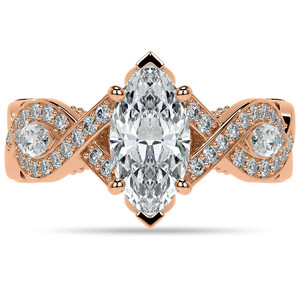 แหวนเพชรแท้รับรองโดย IGI ทอง 18k ทรงมาร์คีส์ ดีไซน์แบบ Infinity แหวนเพชรเพาะเลี้ยงสำหรับผู้หญิง - Product Image 3