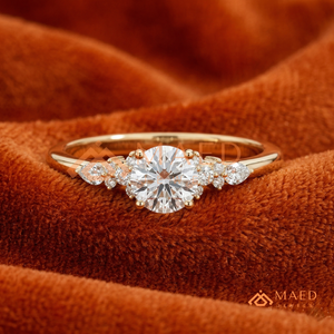 Bague en or avec diamant moissanite taille ronde pour femme, bague de fiançailles et de mariage, bijoux en diamant de laboratoire, luxe américain - Product Image 1