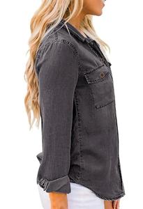 เสื้อเชิ้ตเดนิมแขนยาวทรงโอเวอร์ไซส์ ล้างสีแบบแอซิด สไตล์ลำลอง สตรีทแวร์ ระบายอากาศได้ดี ไซส์พลัส สีซีดจางแบบซันเฟด เสื้อเชิ้ตเดนิมผู้หญิง - Product Image 2