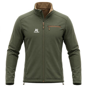 Veste d'hiver softshell personnalisée pour étudiants avec couleurs vertes de l'école, tissu coupe-vent imperméable et logo brodé - Product Image 1
