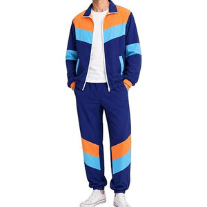 Ensemble de survêtement unisexe rétro années 90 pour couple, tenue d'hiver vintage pour Halloween, ensemble de vêtements de sport assortis, veste coupe-vent color block - Product Image 1