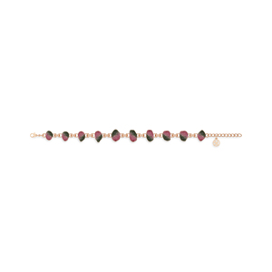 18K Solid Gold High Finish Trendy Unisex Bracelet Bezel Setting Chain Design Fish Lock Style Natural Watermelon Tourmaline Stone - Product Image 3