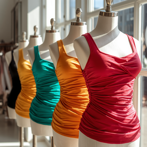 Ruched Sleeveless Stretch Women Tank <b>Top</b> Casual Fashion Wear with OEM ODM Customization - Product Image 4