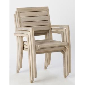 Chaises empilables en teck américain, fabriquées en Indonésie, meubles en bois massif - Product Image 1