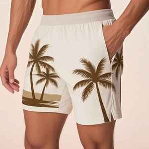 Shorts de plage imprimés pour hommes, extensibles, séchage rapide, tissu polyester et élasthanne, en stock, shorts de sport, fitness, skate, surf - Product Image 3