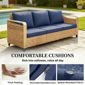 Divano Doppio da Esterno Blu Scuro per Terrazza, Arredamento da Giardino - Product Image 2