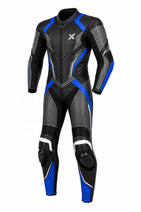 Combinaison de moto en cuir Signature X One-Piece |   Bleu noir élégant |   Fabricant OEM ODM |   Qualité de conception haut de gamme |   Vêtements de course - Product Image 1