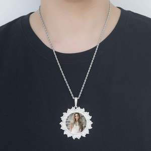 Colgante de Moissanita en Forma de Corazón para Foto, Collar Personalizado de Plata Esterlina Redondo Estilo Hip Hop, Amuleto de Recuerdo Personalizado - Product Image 4