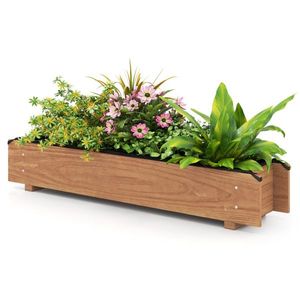 Jardinera Elevada de Madera de Pino con Revestimiento Protector y Orificios de Drenaje para Uso en Interiores/Exteriores, para Hierbas, Vegetales y Flores - Product Image 2