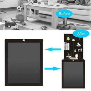 Scrivania da Ufficio Moderna Convertibile in Legno Marrone, Tavolo per Laptop da Parete Pieghevole in MDF per Uso Domestico - Product Image 6