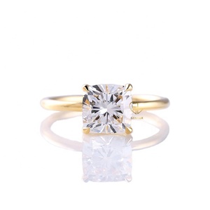 Bijoux fantaisie fait à la main nouveau Design 2 CT coussin coupe 14K solide diamant naturel Solitaire doigt bague de fiançailles pour les femmes - Product Image 1