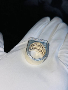 Baguette Cut Moissanite Diamond Cluster Engagement <b>Ring</b> Him Sterling Silver Wedding <b>Ring</b> <b>Men</b> Iced Championship Anniversary Gift - Product Image 3