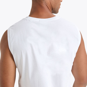 Camiseta sin Mangas Blanca para Hombre, Cuello Redondo, Algodón Sólido, Ropa Casual, Gimnasio, Camiseta Deportiva para Hombre - Product Image 5