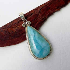 Sólido 925 esterlina hermosa piedra preciosa colgante joyería hecha a mano colgante collar Larimar joyería regalo para su madre - Product Image 6