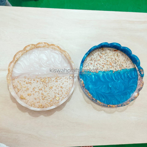 Bandeja de resina epoxi azul real de alta calidad, bandeja de servicio elegante ecológica para la decoración de la sala de estar del hogar y regalos de inauguración de la casa - Product Image 2