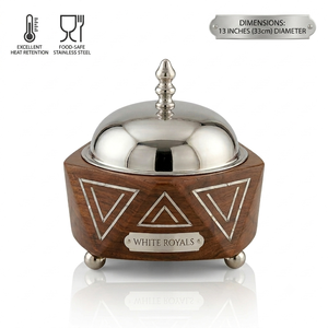 Exquisito Juego de Cazuelas Geométricas de Madera Hechas a Mano, con Tapa de Acero Inoxidable Duradera y Tecnología de Retención de Calor, Ideal para Ramadán/Eid - Product Image 4
