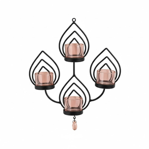 Juego de 2 apliques de pared geométricos de metal blanco moderno, portavelas cuadrados con diseño de patrón, decoración de interiores para el hogar. - Product Image 2