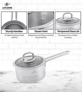 Casserole de luxe en acier inoxydable 18/10 avec couvercle en verre trempé et fond compatible induction - Product Image 5