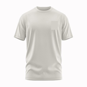 T-shirts en coton pour hommes en gros avec poche avant, logo personnalisé, t-shirts vierges unis, marque privée, OEM ODM, t-shirts en coton à col rond - Product Image 3