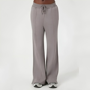 Women Stacked Pants Women's Pockets Bootcut High Waist Flare Pants Sweat Pants Screen Print Wide Leg <b>Drawstring</b> <b>Trousers</b> Pants - Product Image 1