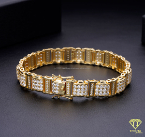 Bracelet tennis en moissanite plaqué or 14 carats et rhodium, en argent sterling 925, bijoux glacés pour hommes, tendance européenne 2025 - Product Image 2