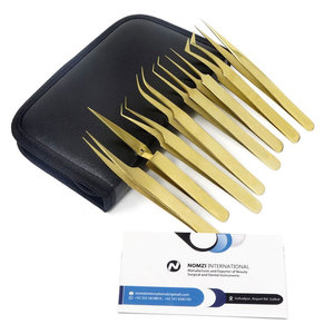 Pince à épiler professionnelle en acier inoxydable doré à pointe incurvée pour extensions de cils volume haute précision, outils de maquillage - Product Image 3