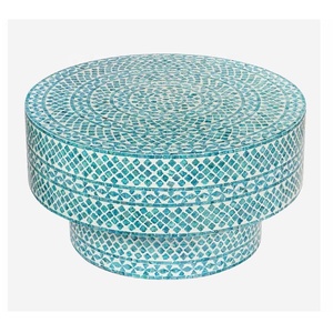 Nouvel arrivage de table basse ronde en incrustation d'os table console en incrustation d'os table d'appoint de salon en incrustation d'os prix de gros - Product Image 6