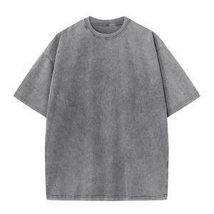 T-shirt pour homme en polyester/coton, délavé à l'acide, avec logo brodé sur le devant, OEM, jersey décontracté, designs personnalisés, haute qualité, respirant et uni - Product Image 5