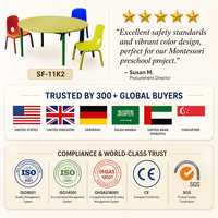 Ensemble table et chaises pour salle de classe préscolaire avec sièges en plastique PE écologique pour la fourniture de projets institutionnels en crèches