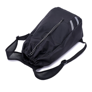 Black Nylon <b>Drawstring</b> Sports <b>Backpack</b> 30-40L Capacity with Mesh Shoulder Straps for Outdoor Activities - Product Image 1