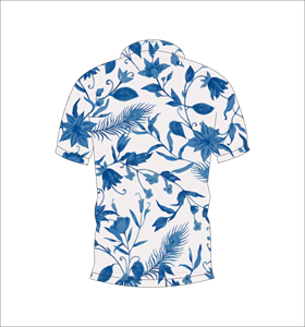 Men’s <b>White</b> Blue Tropical Floral Print <b>Polo</b> Shirt Short Sleeve Casual Summer Golf Shirt - Product Image 2