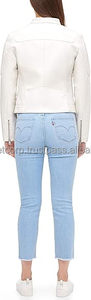 2024 nouvel article blanc cuir femmes veste col rond et bouton unique cuir femmes vestes par Boomletcorp haute qualité - Product Image 4