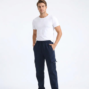 Pantalon de survêtement cargo en polyester tricoté léger pour homme, taille élastique, plusieurs poches, style décontracté, idéal pour le printemps, en molleton anti-plis - Product Image 5