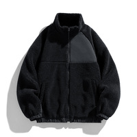 Veste d'hiver chaude pour homme avec fermeture éclair, en polyester, à blocs de couleur, avec logo brodé personnalisé, en polaire Sherpa, vente en gros du fabricant