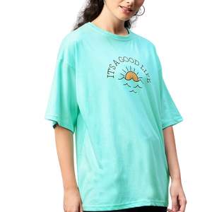 Camiseta Gráfica Oversize para Mujer, 100% Algodón, Estampado Personalizado, Manga Corta, Corte Holgado Informal, Top de Verano, Venta al Por Mayor OEM - Product Image 4