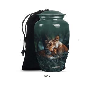 Urne funéraire décorative pour adulte, motif lion noir, luxe moderne, design imprimé, urne pour cendres, urne pour animaux sauvages. - Product Image 6
