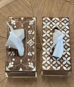Magnifique boîte à mouchoirs en bois multifonctionnelle et élégante en nacre, design en mosaïque incrustée de coquillages par FWE - Product Image 5