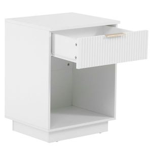 โต๊ะข้างเตียงสีขาวแบบลิ้นชักเดียวพร้อมชั้นวาง - Product Image 3